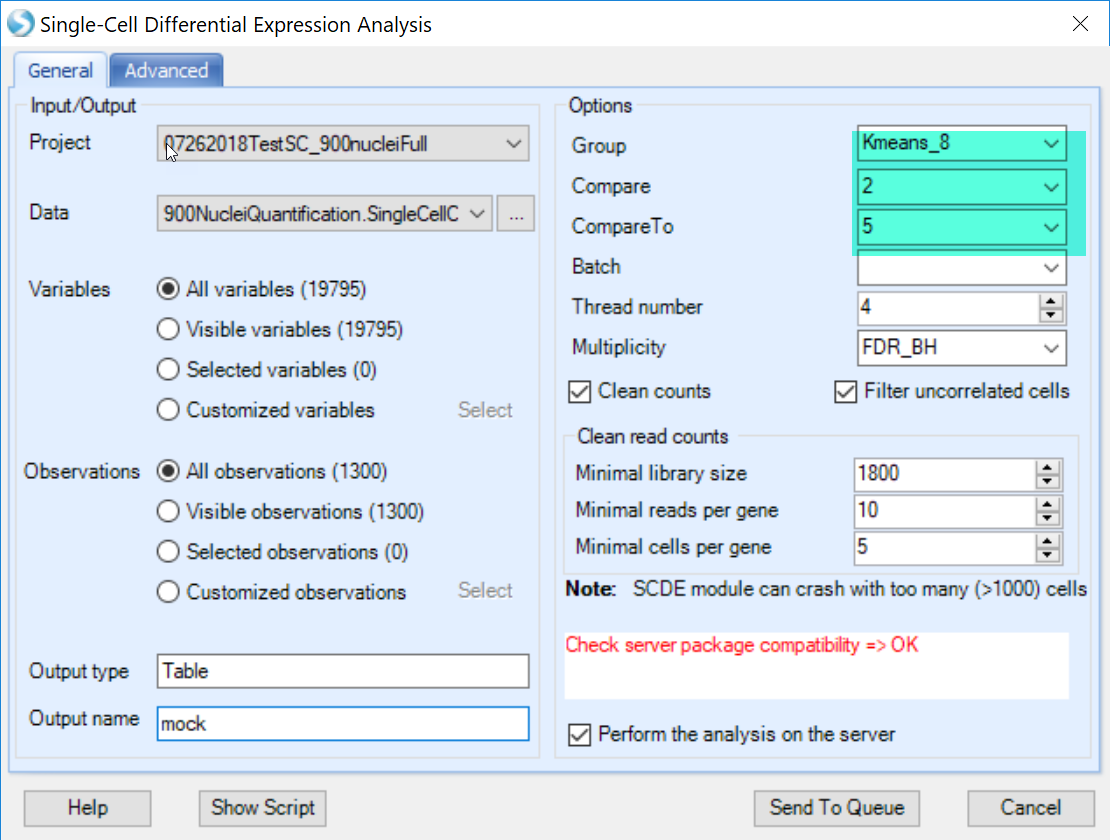 scDifferentialExpressionWin